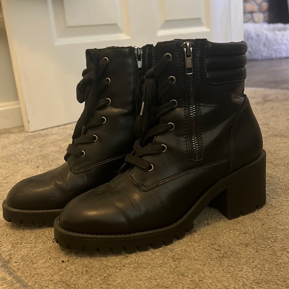 Madden Girl Zip Heeled Combat Boot
